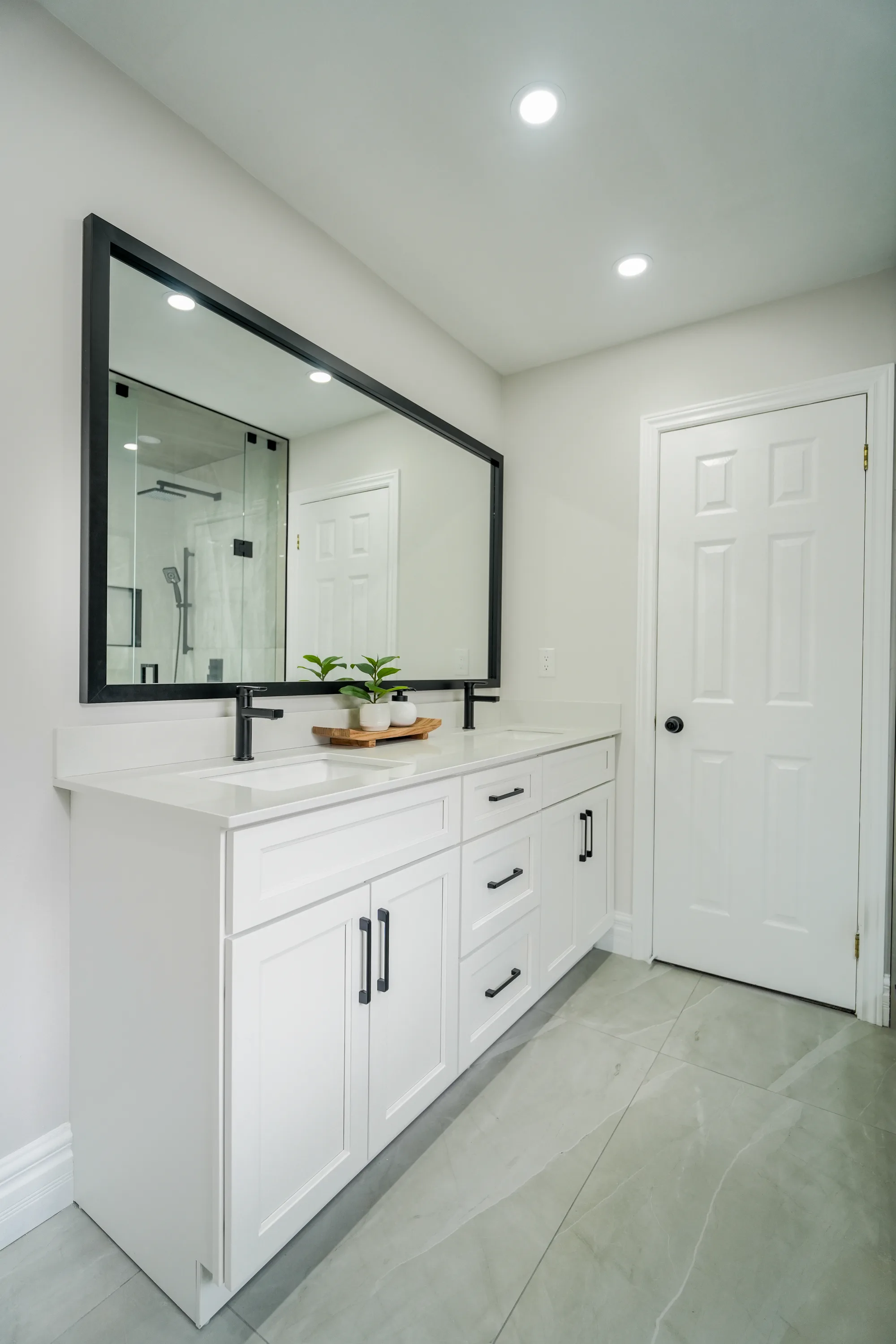 Finished interior with double vanity and premium fixtures
